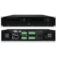 Biamp PA2240BP - Трансляционный усилитель 2 х 240 Вт, выход 100 - 70 - 50 - 35 В, выход 4 Ом, мостовой режим 1 х 480 Вт. По каждому каналу: линейный вход, приоритетный линейный вход, выход +24 В активируется при подаче сигнала на приоритетный вход, питани