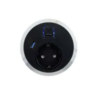 ABL 2F200112- Встраиваемая розетка серии Port El с 1xUSB-A, 1xUSB-C, 1xUSB-A 3.0, черная