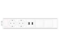 ABL 2M210210- Розеточная станция серии Link с 2 розетками, 2xUSB-A и 2 слотами для IMP,  белая с серебристым