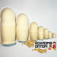 LHM90008 Матрешка без росписи 8 кукольная, Хохлома