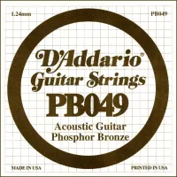 PB049 Phosphor Bronze Отдельная струна для акустической гитары, фосфорная бронза, .049, D'Addario