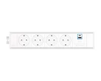 ABL 2M21F4A3- Розеточная станция серии Link с 4 розетками, 1xUSB-A, 1xUSB-C, белая с серебристым (2M210403)