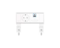 ABL 2A21F1A3- Настольная розеточная станция серии Flexi с 1 розеткой, 1xUSB-A, 1xUSB-C, белая с серебристым (2A210103)