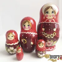 LHM10163 Матрешка "Баранки" 5 кукольная, Хохлома