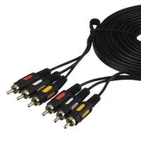 00-00027486 Кабель 3xRCA (m)-3xRCA (m) 5.0м ПВХ, черный, в пакете, GoPower