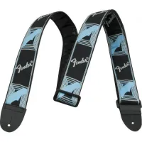 FENDER 2' MONOGRAMMED STRAP BLACK/LIGHT GREY/BLUE ремень для гитары, цвет черно-голубой, FENDER logo