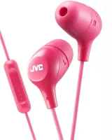 Headphones with mic JVC HA-FX38M-P - Phone headset for iPhone, iPad and Android with in-ear headphones with ear-cushion shaping effect and 10 mm driver. Pink color