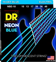 DR NBE-10 - струны для электрогитары, Калибр: 10-46, Серия: HI-DEF NEON™, Обмотка: посеребрёная/никелированая сталь, Покрытие: люминесцентное