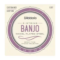 EJ57 Комплект струн для 5-струнного банджо, никелированные, Custom Medium, 11-22, D'Addario