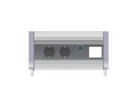ABL 2F02F2A4- Встраиваемая розеточная станция серии Aero Flip с 2 розетками, 1xUSB-A, 1xUSB-C и 1 слотом для IMP, серая с серебристым (2F020204)