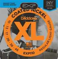 D'ADDARIO EXP110 Набор 6 струн для гитары электро никелированная сталь с пластмассовым покрытием