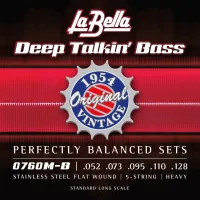 0760M-B Deep Talkin' Bass Комплект струн для 5-струнной, бас-гитары, сталь, 52-128, La Bella