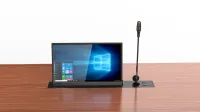 Моторизированный выдвижной монитор Wize Pro [WR-15FV] Forward Voice 15.6" тонкая рамка, антибликовое покрытие, проходное питание, лифт для микрофона, угол наклона: управляемый, 30 градусов, тольщина монитора 6,5 мм, черный