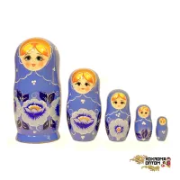 LHM10131 Матрешка "Гжель синяя" 5 кукольная, Хохлома
