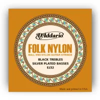 D'ADDARIO EJ32 Набор 6 струн для гитары классик-фолк нейлон черный-серебро ВЕ 028-045