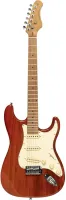 STAGG SES-55 STF RED - электрогитара, 22 лада, корпус: павловния, гриф: мореный клён, на болтах, звукосниматели: SSS, регулировки: 1х громкость, 2х тон, 5-ти позиционный переключатель, цвет: красный