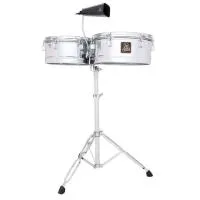 LP LPA256 Aspire Timbales Chrome комплект тимбале 13" и 14"Х6-1/2" со стойкой и ковбеллом