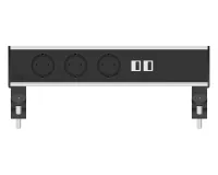 ABL 2A200317- Настольная розеточная станция серии Flexi с 3 розетками, 2xUSB-A и 1 слотом для IMP, черная с серебристым