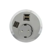 ABL 2F22F1G5- Встраиваемая розетка серии Port El с 2xUSB-A и 1xHDMI, серая (2F220124)