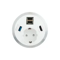 ABL 2F210123- Встраиваемая розетка серии Port El с 2xUSB-A, 1xUSB-A 3.0 и 1xHDMI, белая