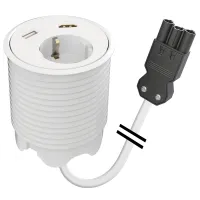 Kondator 935-PD13W-GST- Встраиваемая розетка с тремя уровнями установки для монтажа в стол со встроенными разъемами 1xUSB, 1xHDMI, цвет белый