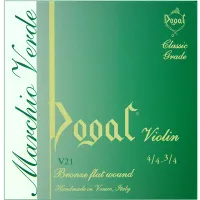 Violin D string Dogal Marchio Verde V213 - Flat bronze wound steel D3 string with warm timbre and rich overtones.