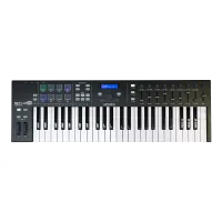 Arturia KeyLab Essential 49 Black Edition - 49 клавишная MIDI клавиатура, ПО Analog Lab 2, Ableton Live Lite, UVI Grand Piano, LCD дисплей, 1 clickable энкодер, 9 вращательных энкодеров, 9 фейдеров, 8 RGB пэдов, колеса PitchandModulation, 1/4" Jack вход п