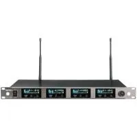Mipro ACT-747B-DNT Четырёхканальный UHF приёмник серии ACT-700 с сетевым аудиоинтерфейсом DANTE. Рековый форм-фактор. Металлический корпус. Ширина частотного диапазона 72 MHz,  VFD-дисплей.  Функция автоматического сканирования диапазона и ACT-синхронизац