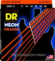 DR NOE-11 - струны для электрогитары, Калибр: 11-50, Серия: HI-DEF NEON™, Обмотка: посеребрёная/никелированая сталь, Покрытие: люминесцентное