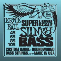 Ernie Ball 2849 струны для бас-гитары Nickel Wound Bass Super Long Scale Slinky (35andquot;+) (45-65-85-105) Для бас-гитар с увеличенной мензурой