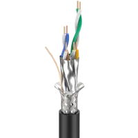 ROXTONE C6ALX-LSZH/FRNC/1 Black 1м. Кабель CAT6a LSZH/FRZH - малодымной, не содержащей галогенов, не подвеженной каррозии, не распостраняющей горение при групповой прокладке оболочке (класс огнестойкости UL-V0), 100% shielded, 100Ω, сечение: 4x2x0,26mm2