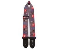 Perri's LPCP-7091 - Ремень для гитары, Серия: Polyester, Материал: полиэстер, Рисунок: пиксельный череп, Ширина ремня: 5 см, Длина: 99 - 147 см
