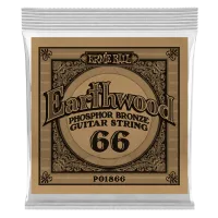 Ernie Ball 1866  струна одиночная для акустической гитары, Серия Earthwood, Калибр: 66, Сердцевина: шестигранник; сталь, покрытая латунью, Обмотка: