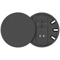 Модуль Kramer Electronics [T-IN2-RND2(B)] на 2 вставки, круглый, с крышкой, цвет черный