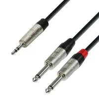 Adam hall k4 ywpp 0300 - кабель аудио trs (jack) stereo 3.5 mm - 2 х trs (jack) mono 6.3 mm, 0.22 мм2, 3,0 м, черный