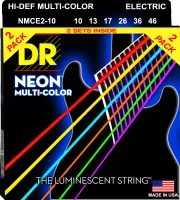 DR NMCE-2/10 - струны для электрогитары, упаковка 2 комплекта, Калибр: 10-46, Серия: HI-DEF NEON™, Обмотка: посеребрёная/никелированая сталь, Покрытие