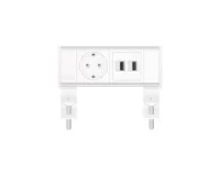 ABL 2A21F1F3- Настольная розеточная станция серии Flexi с 1 розеткой и 2xUSB-A, белая с серебристым (2A210116)