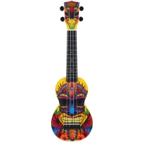 Mahalo MA1TK Укулеле сопрано с чехлом, корпус - липа, гриф - габон, накладка на гриф махагони, струны Aquila Super Nylgut, матовая, рисунок - Тики, серия Art Soprano