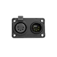 Seetronic C5F2C-W-B- Комбинированный панельный разъем XLR 5-pin (вилка+розетка) для наружного применения (IP65), под пайку, черный