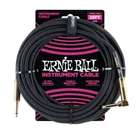 Ernie Ball 6058 кабель инструментальный, прямой / угловой джеки, длина 7,62м, цвет чёрный.