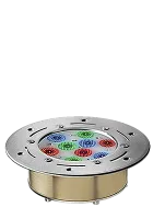 DTS DIVE 9R RGB, SPOT lens, IP68, Recessed    Светодиодный подводный прожектор для скрытой установки (до 2-х м.), 1727 lux/ 3m, 750 Lum, 9 LEDs (3 x Red, 3 x Green, 3 x Blue), угол 6‘, DMX 512, управление через контроллер Z30 (10 шт.), Z60 (20 шт.), 15 Вт