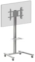 Стойка Digis DSM-P174C мобильная для ТВ 37"-86" до 85 кг, VESA до 700x400мм, регулировка высоты ТВ, поворот в портретное положение (90°), полка для источника, кабель канал, Алюминий