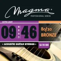 Magma Strings GA110B80 - Струны для акустической гитары 9-46, Серия: Bronze 80-20, Калибр: 9-13-18-26-36-46, Обмотка: круглая, бронзовый сплав 80/20,