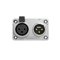 Seetronic C3F2C-W- Комбинированный панельный разъем XLR 3-pin (вилка+розетка) для наружного применения (IP65), под пайку, серебристый