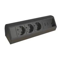 Kondator 935-D3DU- Розеточная станция серии Axessline с 3 розетками, 1хRJ45 и 2xUSB, черная
