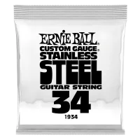 Ernie Ball 1934  струна одиночная для электрогитары, Серия Stainless Steel, Калибр: 34, Сердцевина: шестигранник; сталь, покрытая оловом, Обмотка: