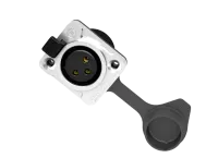 Seetronic K3F2C-W- Панельный разъем XLR 3-pin (розетка) с фланцем типа D для наружного применения (IP65), под пайку, серебристый