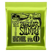 P03221 Regular Slinky Струны для электрогитары, 3 комплекта, никелированные, 10-46, Ernie Ball