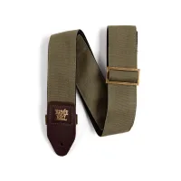 Ernie Ball 4673 ремень гитарный Olive Canvas, холщовый с кожаными концами и латунной пряжкой