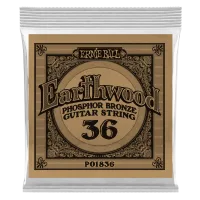 Ernie Ball 1836  струна одиночная для акустической гитары, Серия Earthwood, Калибр: 36, Сердцевина: шестигранник; сталь, покрытая латунью, Обмотка: